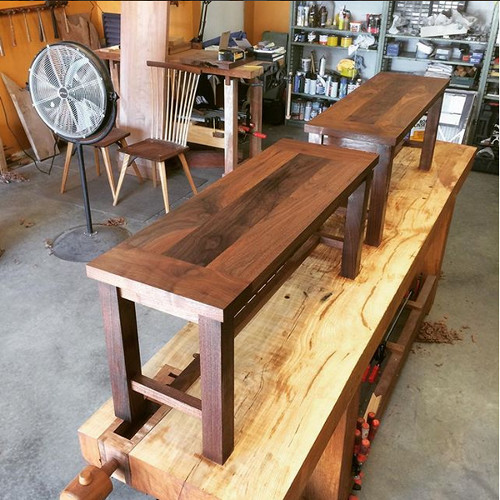 Black walnut dining benches